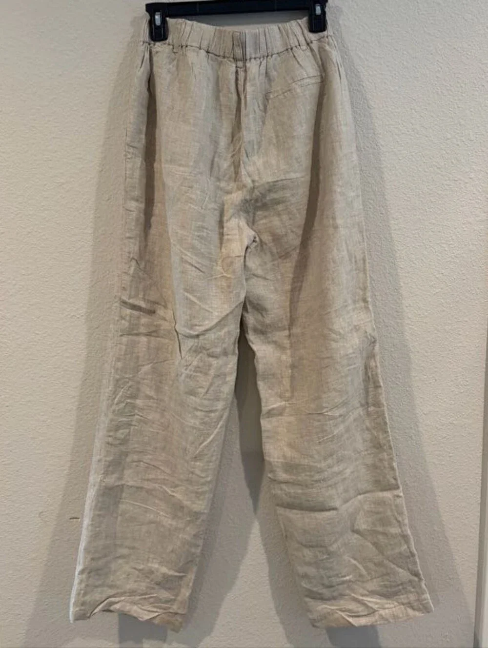 Quince Womens Classic Casual Oatmeal Tan Linen Wide Leg Pull On Trouser Pants 2